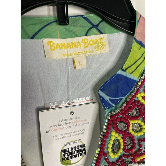 Banana Boat NEW NWT SPF 25+ Sun Protection Floral V Neck Coverup Dress Woman’s - Picture 4 of 11